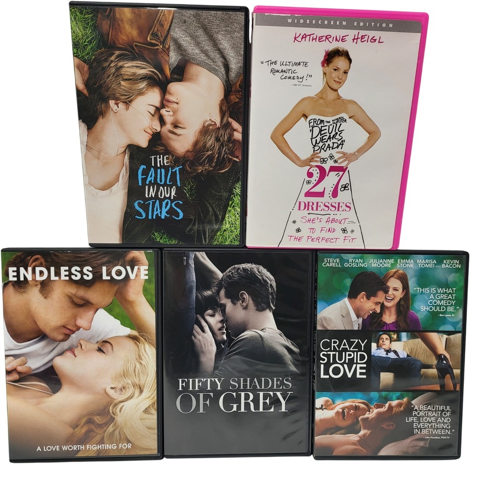 Romance Movie DVD Lot 5 27 Dresses Fifty Shades Crazy Stupid Love Fault Stars*